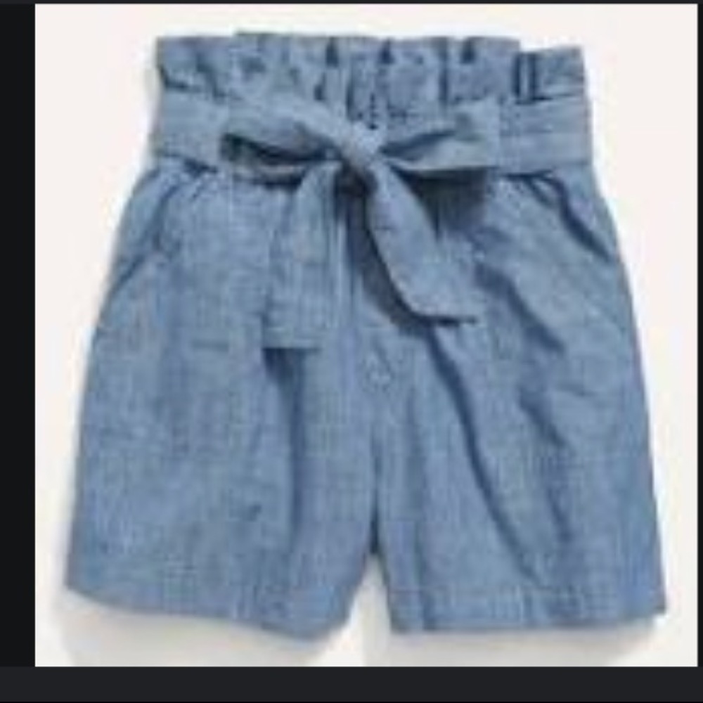 Paperbag waist chambray utility shorts